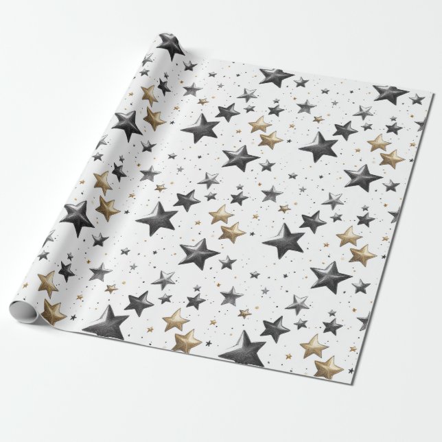 Papel De Regalo Whimsical Fun Festividades Navidades Estrellas de  (Desenrollado)