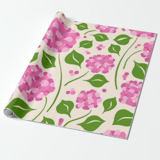 Papel De Regalo Whimsical Hand-Drawn Pink Hydrangea Botanical