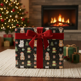 Papel De Regalo Whimsical Holiday Critters Festive Gift Wrap