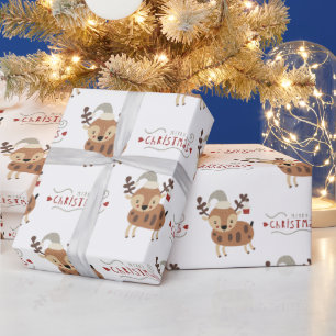 Papel De Regalo Whimsical Merry Christmas Deer 