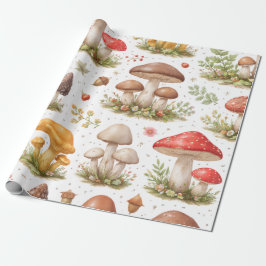 Papel De Regalo Whimsical Mushroom Pattern – Vintage Botanical 