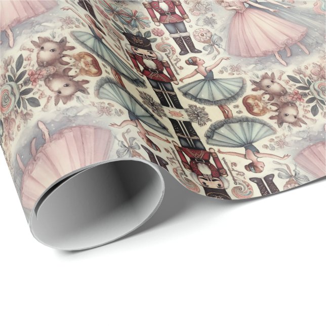 Papel De Regalo Whimsical Nutcracker en acuarela (Esquina del rollo)
