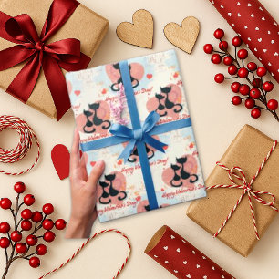 Papel De Regalo Whimsical Pastel Cat Valentine