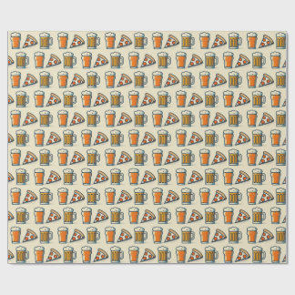 Papel De Regalo Whimsical Pizza and Beer Pattern