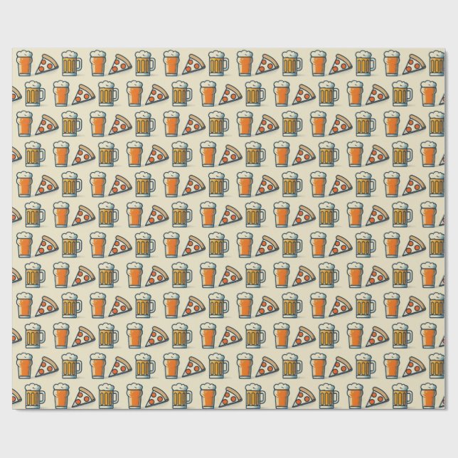 Papel De Regalo Whimsical Pizza and Beer Pattern (Superficie plana)