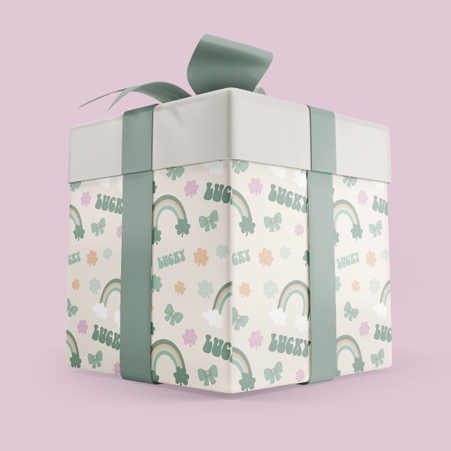 Papel De Regalo Whimsical St. Patrick's Day Rainbow & Shamrock (Whimsical St. Patrick’s Day Rainbow & Shamrock Wrapping Paper)
