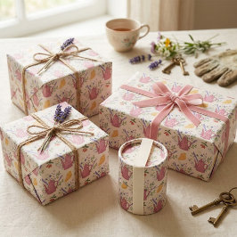 Papel De Regalo Whimsical Tea Time Doodle Wrapping Paper