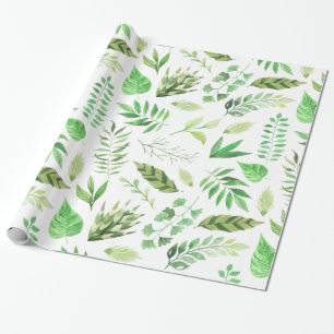 Papel De Regalo Whimsical Watercolor Green Leaks  