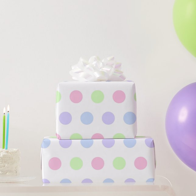 Papel De Regalo Whimsical Watercolor Pastel Polka Dot Birthday (Regalos de fiesta)