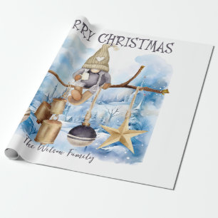 Papel De Regalo Whimsical Winter Lady Gnome Feliz Navidad