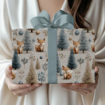 Papel De Regalo Whimsical Winter Woodland Fox y Christmas Tree<br><div class="desc">¿Buscando un envolvimiento mágico estilo de bosque de bosques que se sienta acogedor y invernal? Este caprichoso diseño de Navidades incluye zorros de bosques y árboles de Navidad congelados, mezcla de blues tonos de invierno, grises plateados y verdes mullidos con detalles juguetones dibujados a mano. Inspirado por el encanto nostálgico...</div>