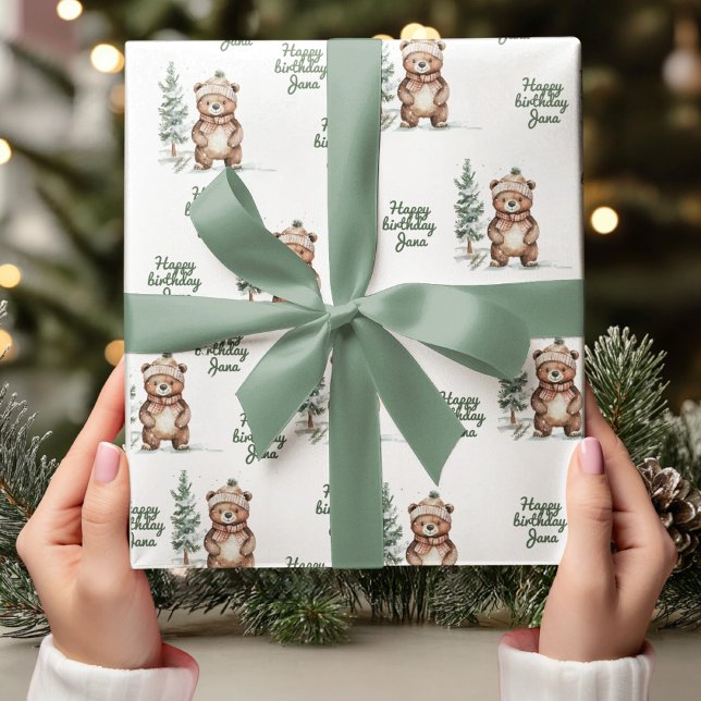 Papel De Regalo Whimsical Woodland Deer Birday Green (Subido por el creador)