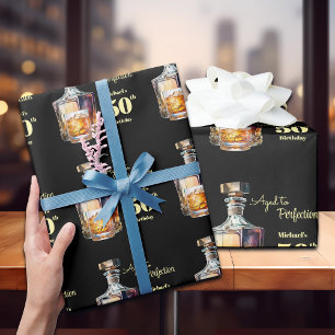 Papel De Regalo Whisky de Cumpleaños 50 para Hombres Envejecido a 