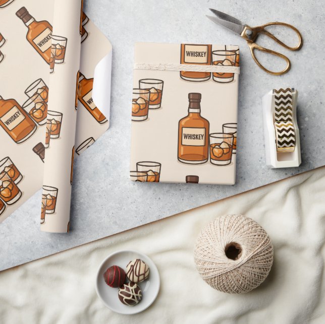 Papel De Regalo Whisky Y Vasos (Artesanía)