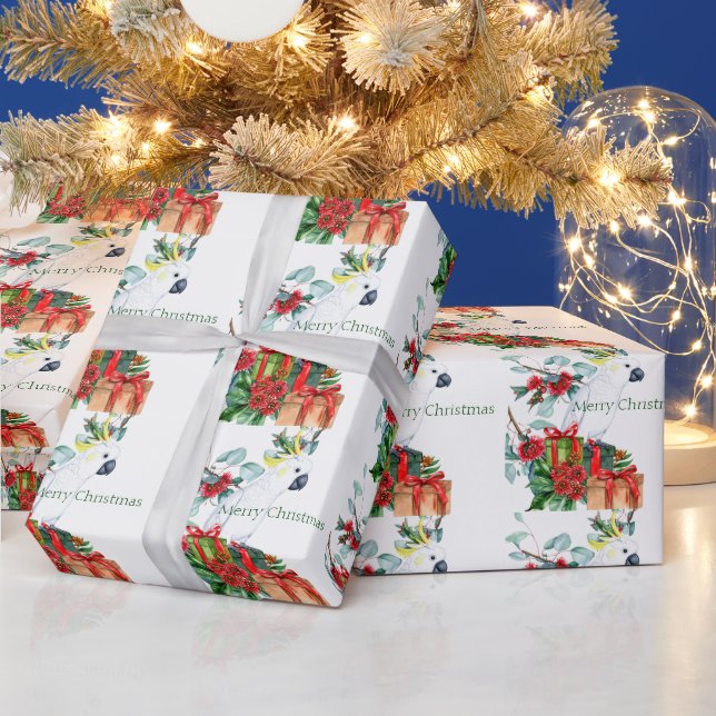 Papel De Regalo White Cockatoo Presenta Feliz Navidad (Vacaciones)