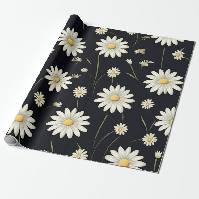 Papel De Regalo White Daisies (Desenrollado)