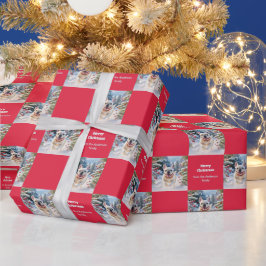 Papel De Regalo White French Bulldog in Snow Red Christmas