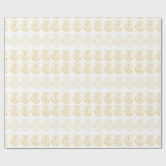 Papel De Regalo White Gift Wrap with Gold Ornaments 
