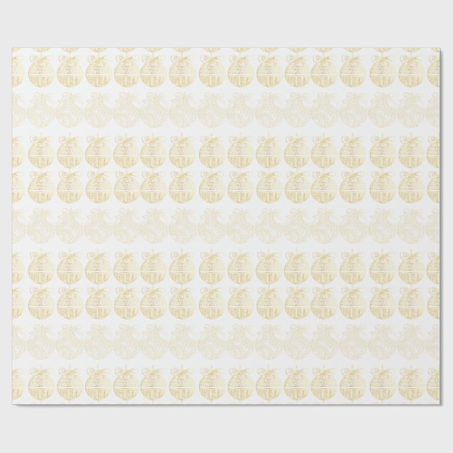 Papel De Regalo White Gift Wrap with Gold Ornaments  (Superficie plana)