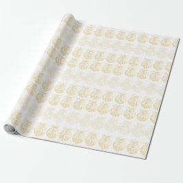 Papel De Regalo White Gift Wrap with Gold Ornaments 