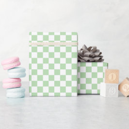 Papel De Regalo White & Green Checkerboard Wrapping Paper Roll
