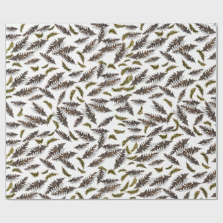 Papel De Regalo White Holiday Winter Pinecones Wrapping Paper