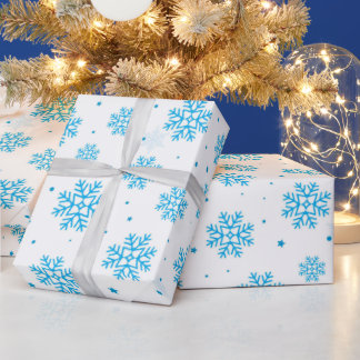 Papel De Regalo White & Light Blue Snowflake Wrapping Paper