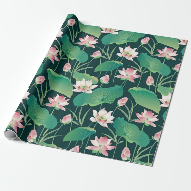 Papel De Regalo White Lotus Garden (Desenrollado)