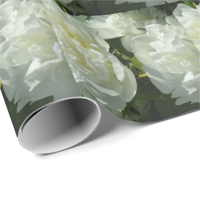 Papel De Regalo White Peonies (Esquina del rollo)