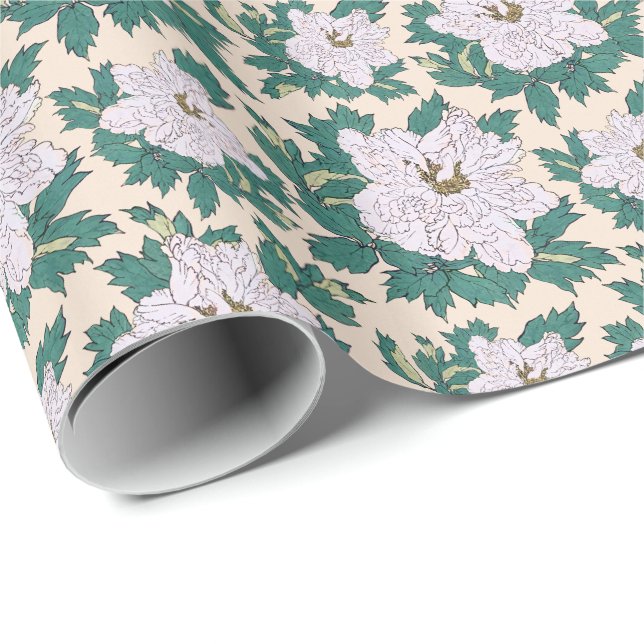 Papel De Regalo White Peonies (Esquina del rollo)