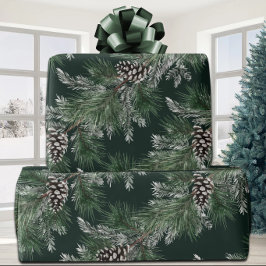Papel De Regalo White Pine Cones Silver Sprue Tree Garland Green
