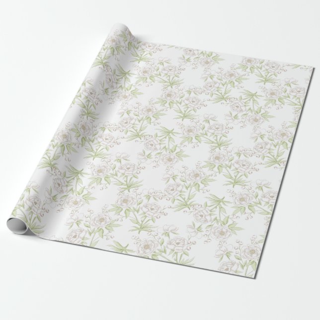 Papel De Regalo White Rose Classic Wedding (Desenrollado)