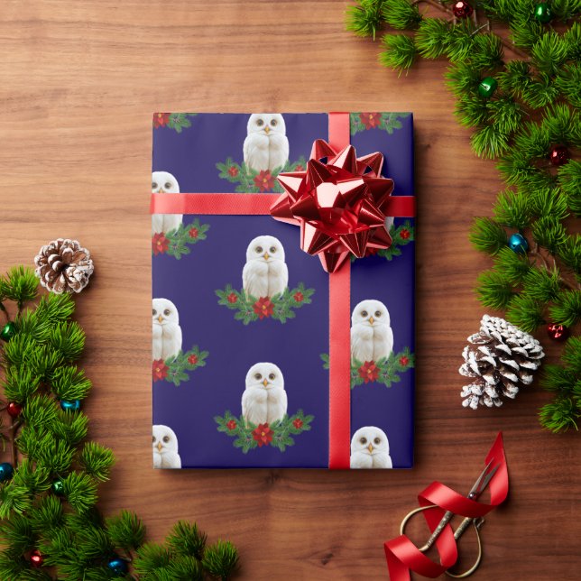 Papel De Regalo White Snow Christmas Owl (Regalo de vacaciones)