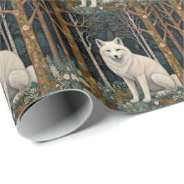 Papel De Regalo White wolf vintage boho woodland forest