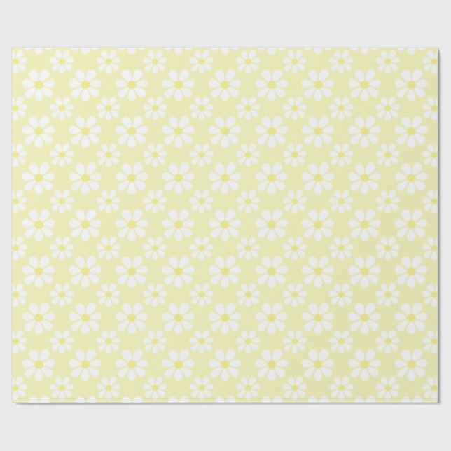 Papel De Regalo White Yellow Daisy Pattern  (Superficie plana)