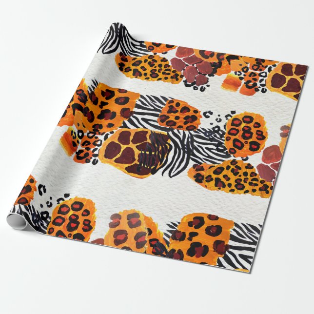 Papel De Regalo Wild animal mix seamless pattern. Jaguar, leopard, (Desenrollado)