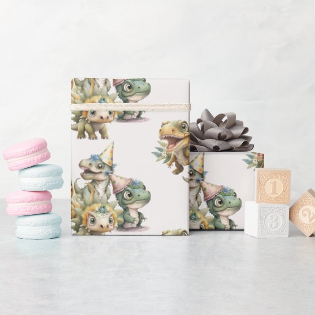 Papel De Regalo Wild One Cute Dinosaur Birthday Party (Baby Shower)