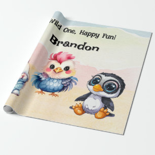 Papel De Regalo Wild One Happy Fun Woodland Animals Watercolor