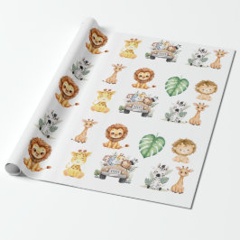 Papel De Regalo Wild One Jungle Safari Birthday for Boys
