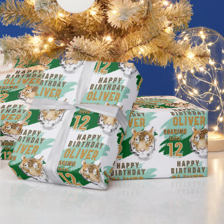 Papel De Regalo Wild Tiger Head Watercolor Birthday 