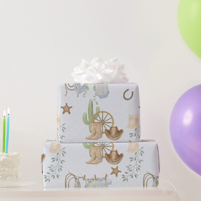 Papel De Regalo Wild West Baby Cowboy (Regalos de fiesta)