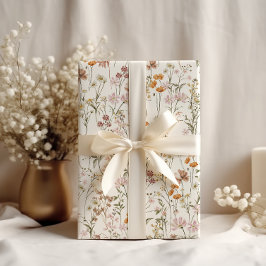 Papel De Regalo Wildflower Boho Bloom Garden White