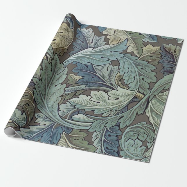 Papel De Regalo William Morris Acanthus Sage Flor Floral Botánica (Desenrollado)