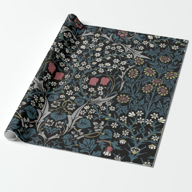 Papel De Regalo William Morris Blackthorn Floral Art Nouveau (Desenrollado)