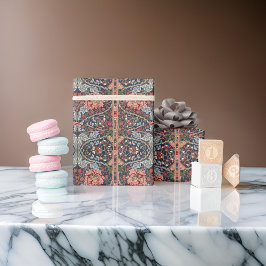 Papel De Regalo William *Morris Blue Thistle Motifs Pink