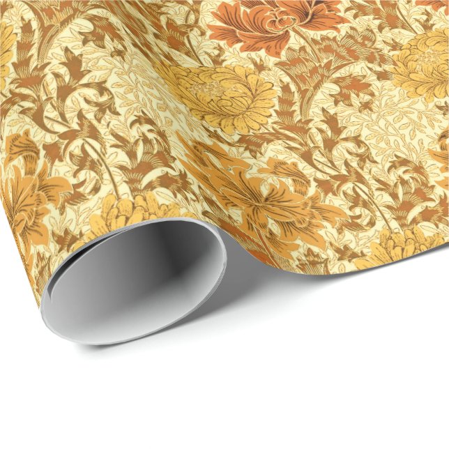 Papel De Regalo William Morris Chrysanthemums, Mustard Gold (Esquina del rollo)