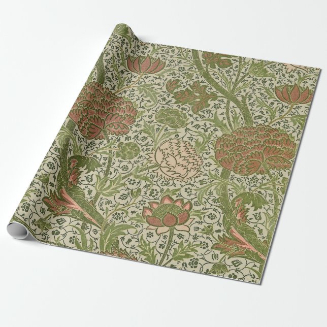 Papel De Regalo William Morris Cray Sage Flor Floral Botánica (Desenrollado)