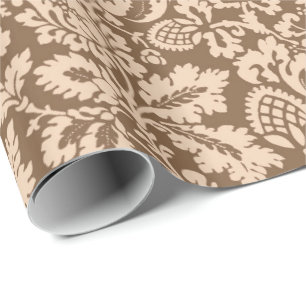 Papel De Regalo William Morris Floral Damask, Taupe Marrón y Beige