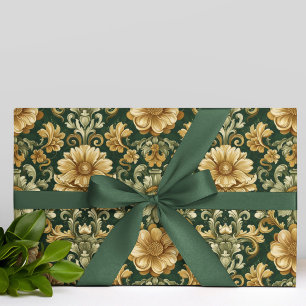 Papel De Regalo William Morris Florals deja patrón de Navidades