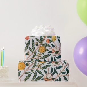 Papel De Regalo William Morris Frutas Vintage Granada Blanco